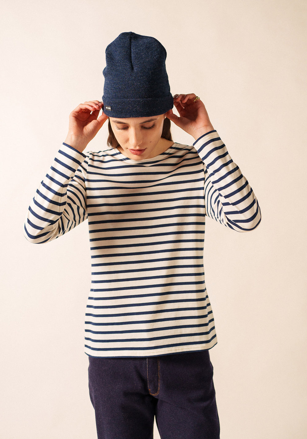 Bonnet de quart uni - en laine (BLEU CHINE)