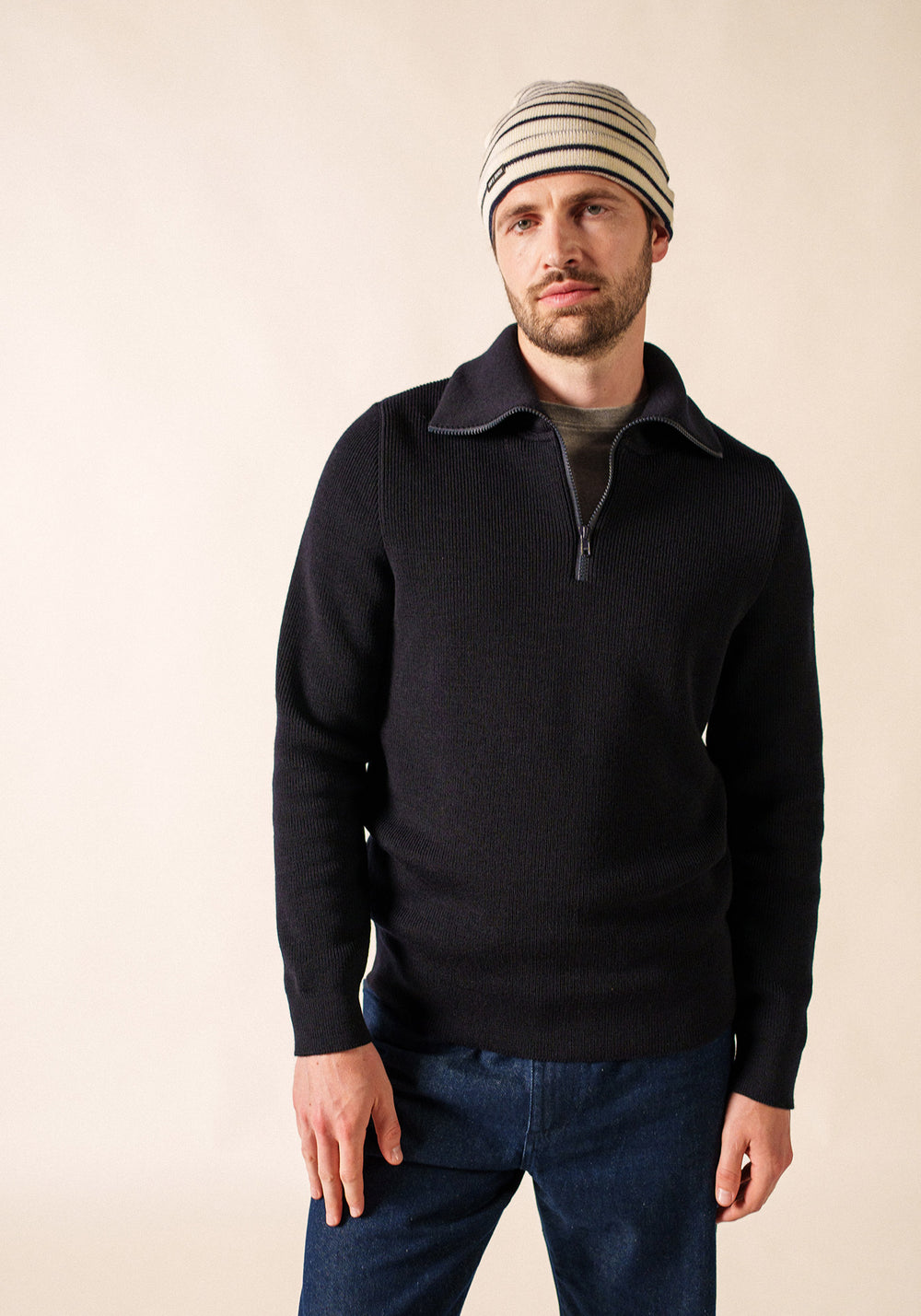 Bonnet de quart (ECRU/MARINE)