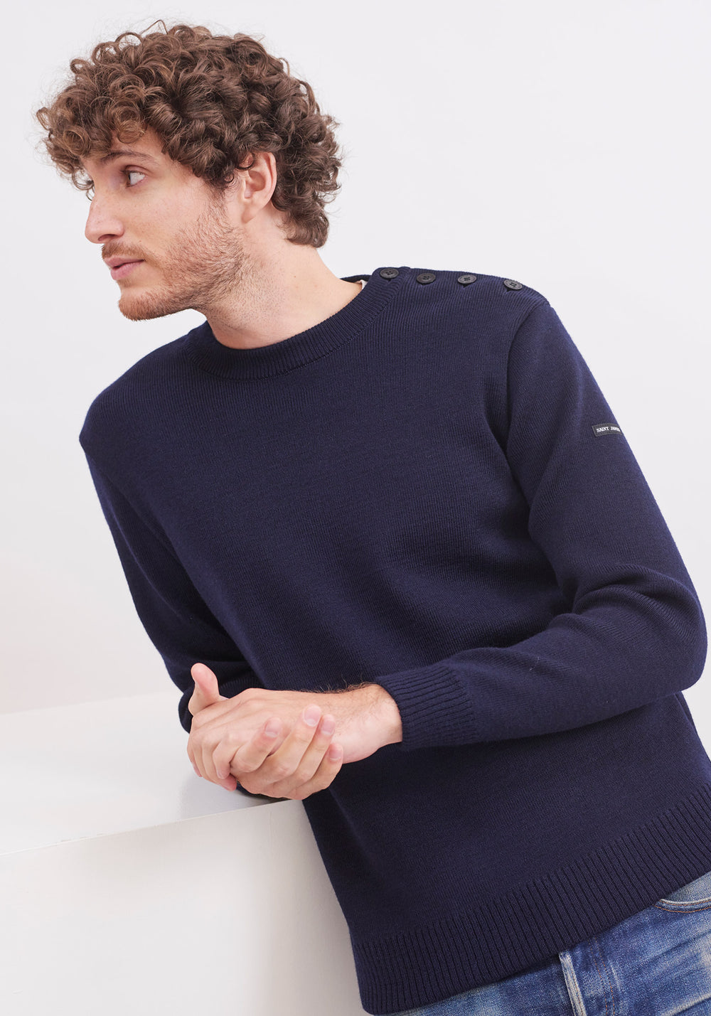 Pull marin uni Marinier - coupe confort (MARINE)