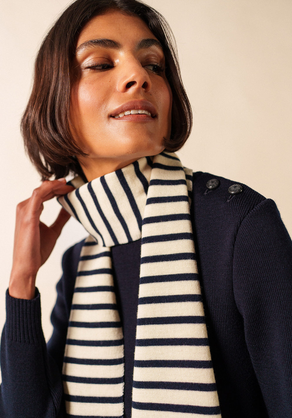Echarpe rayée Scarf (ECRU/MARINE)