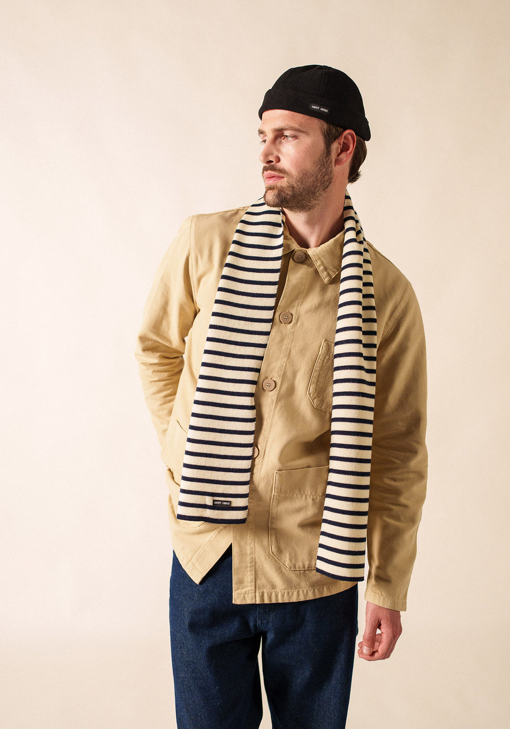 Echarpe rayée Scarf (ECRU/MARINE)