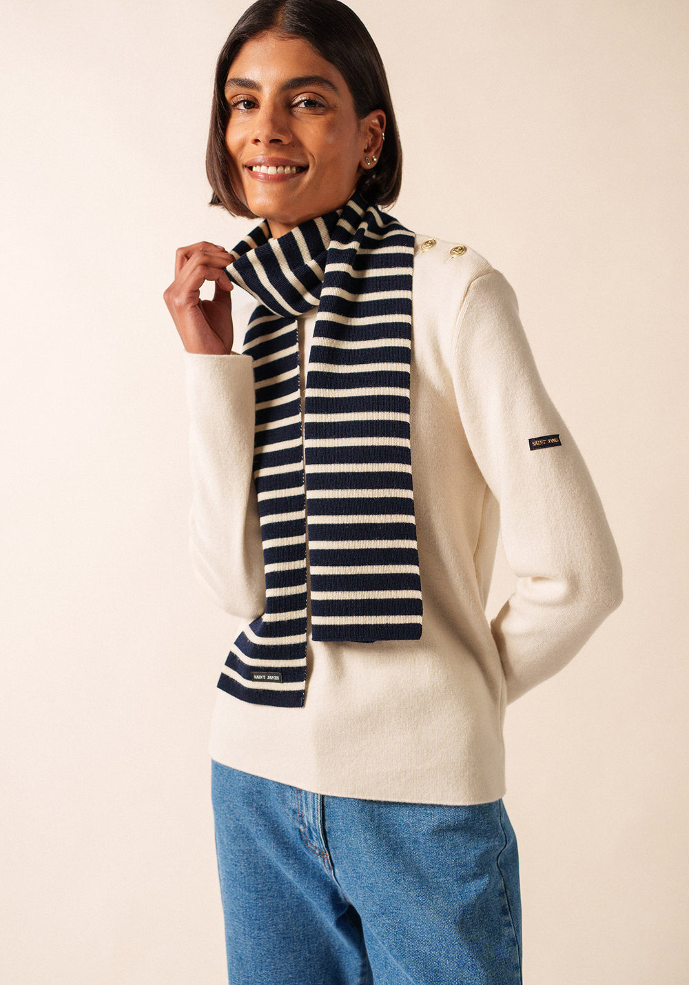 Echarpe rayée Scarf (MARINE/ECRU)