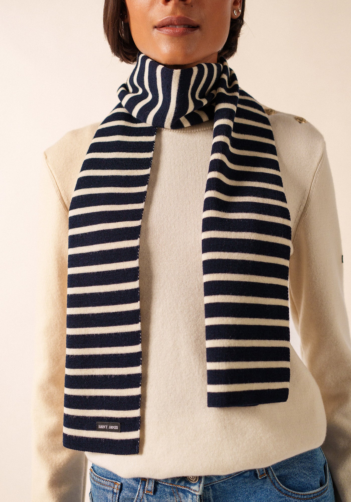 Echarpe rayée Scarf - en laine (MARINE/ECRU)