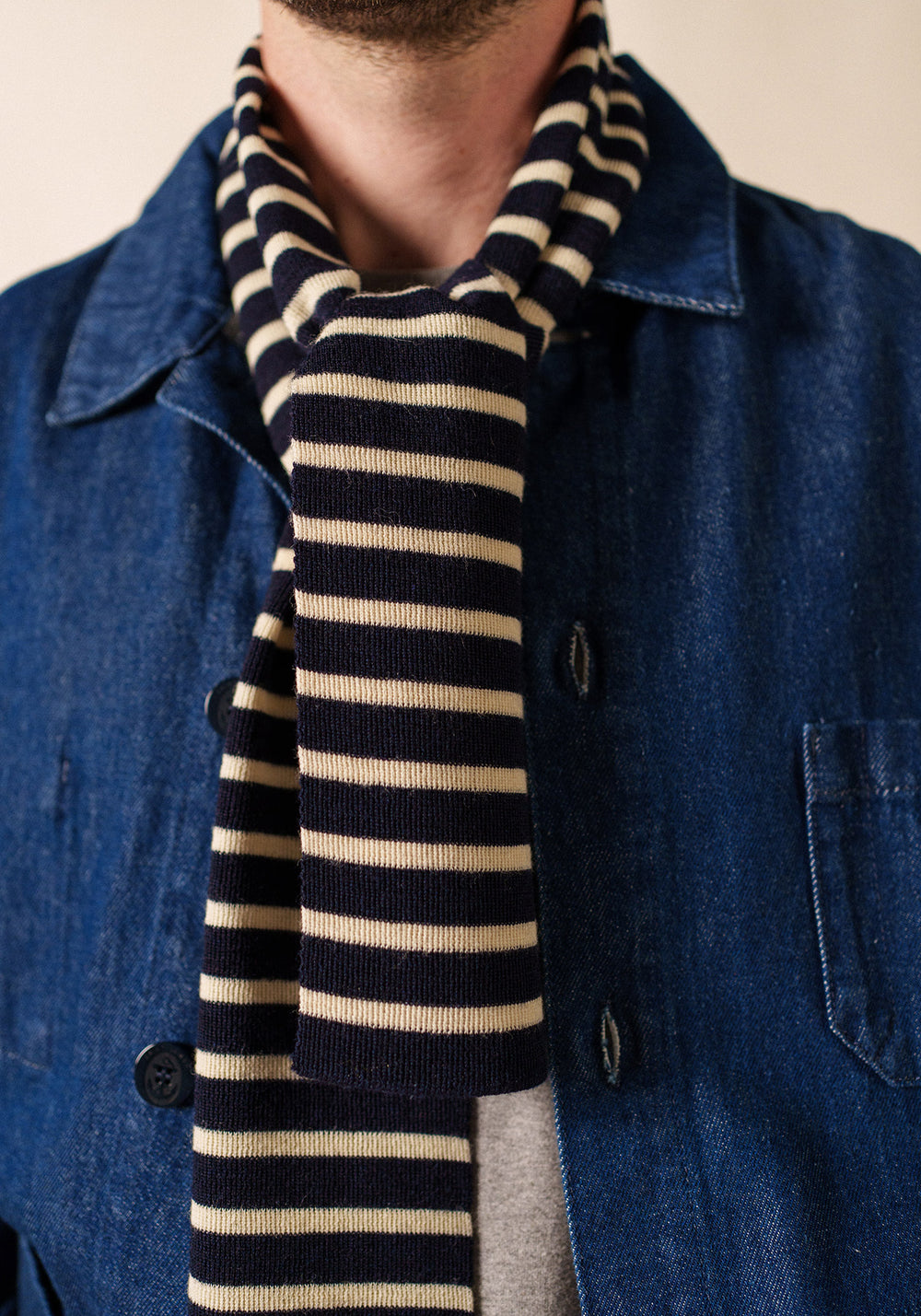Echarpe rayée Scarf (MARINE/ECRU)