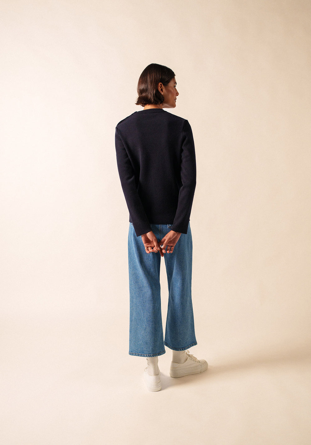 Pull marin uni Brégançon - en cachemire (NAVY)