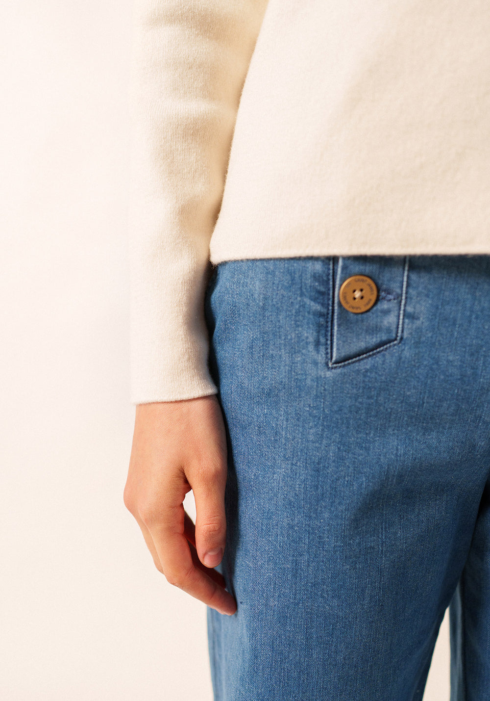 Pull marin uni Brégançon - en cachemire (ECUME)