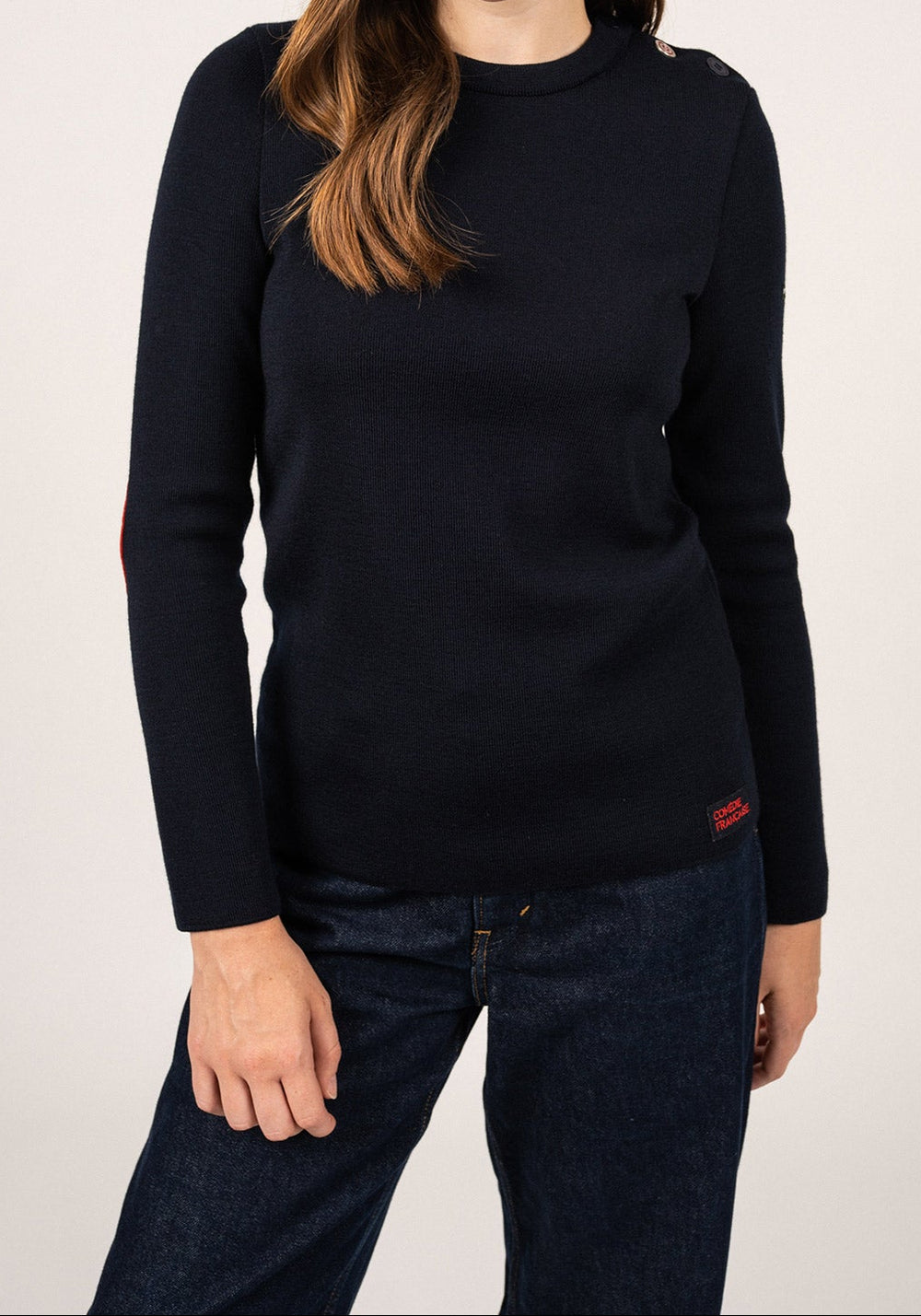 Pull marin Brégançon à coudières - SAINT JAMES x Comédie Française (NAVY)