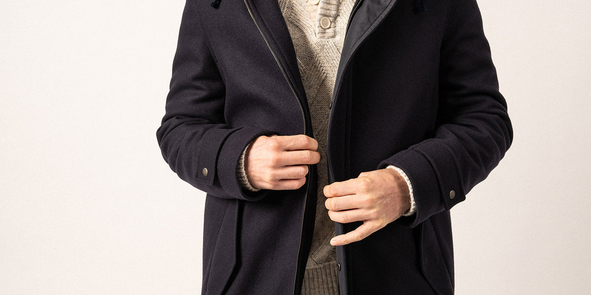 Manteau long en laine St Sydney à capuche amovible SAINT JAMES