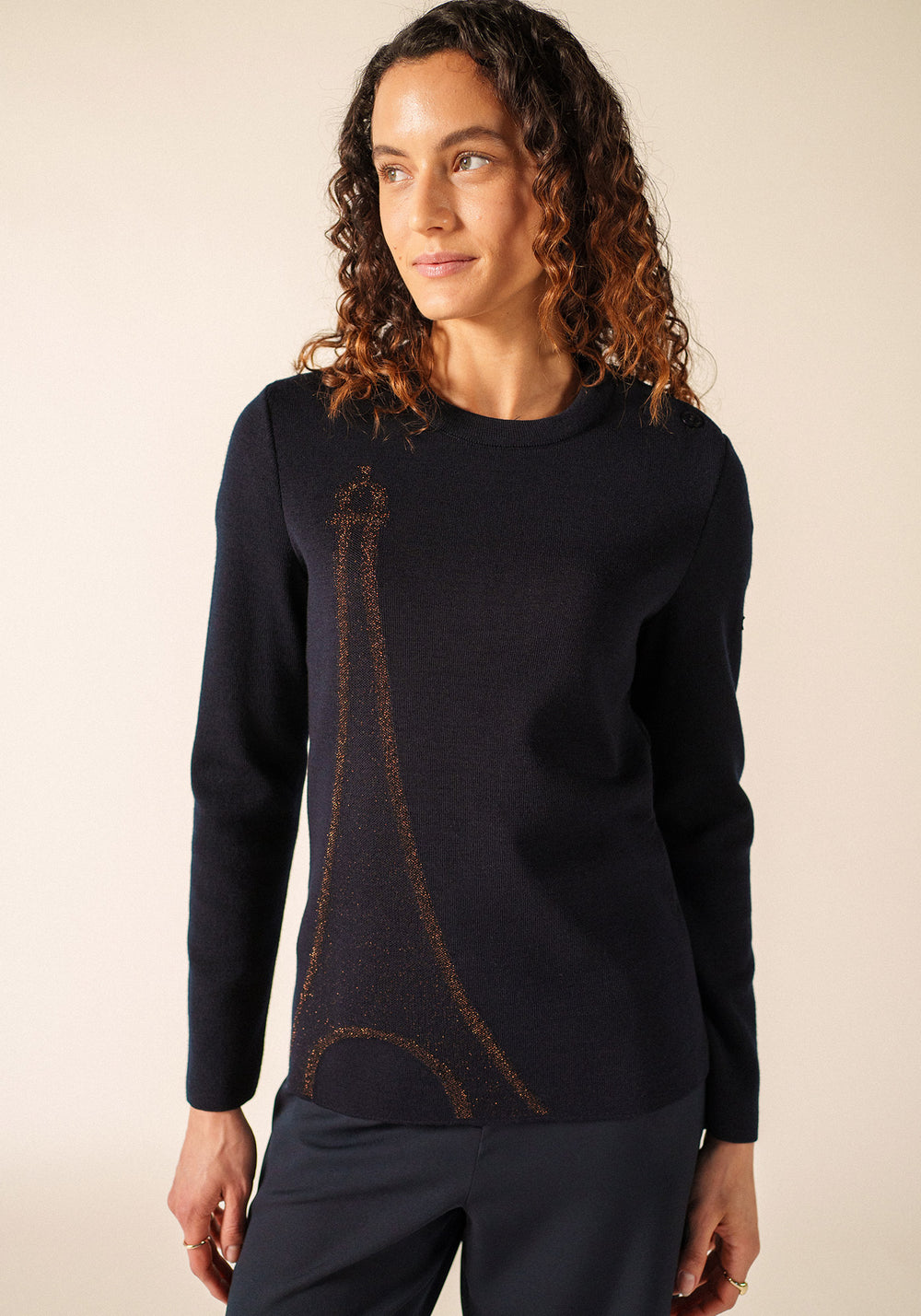 Pull Brégançon x La tour Eiffel (NAVY/BRONZE)