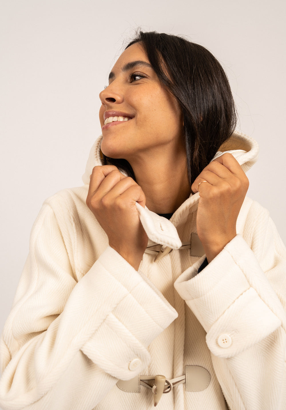 Duffle-coat Venus - en drap de laine (BLANC D'HIVER)