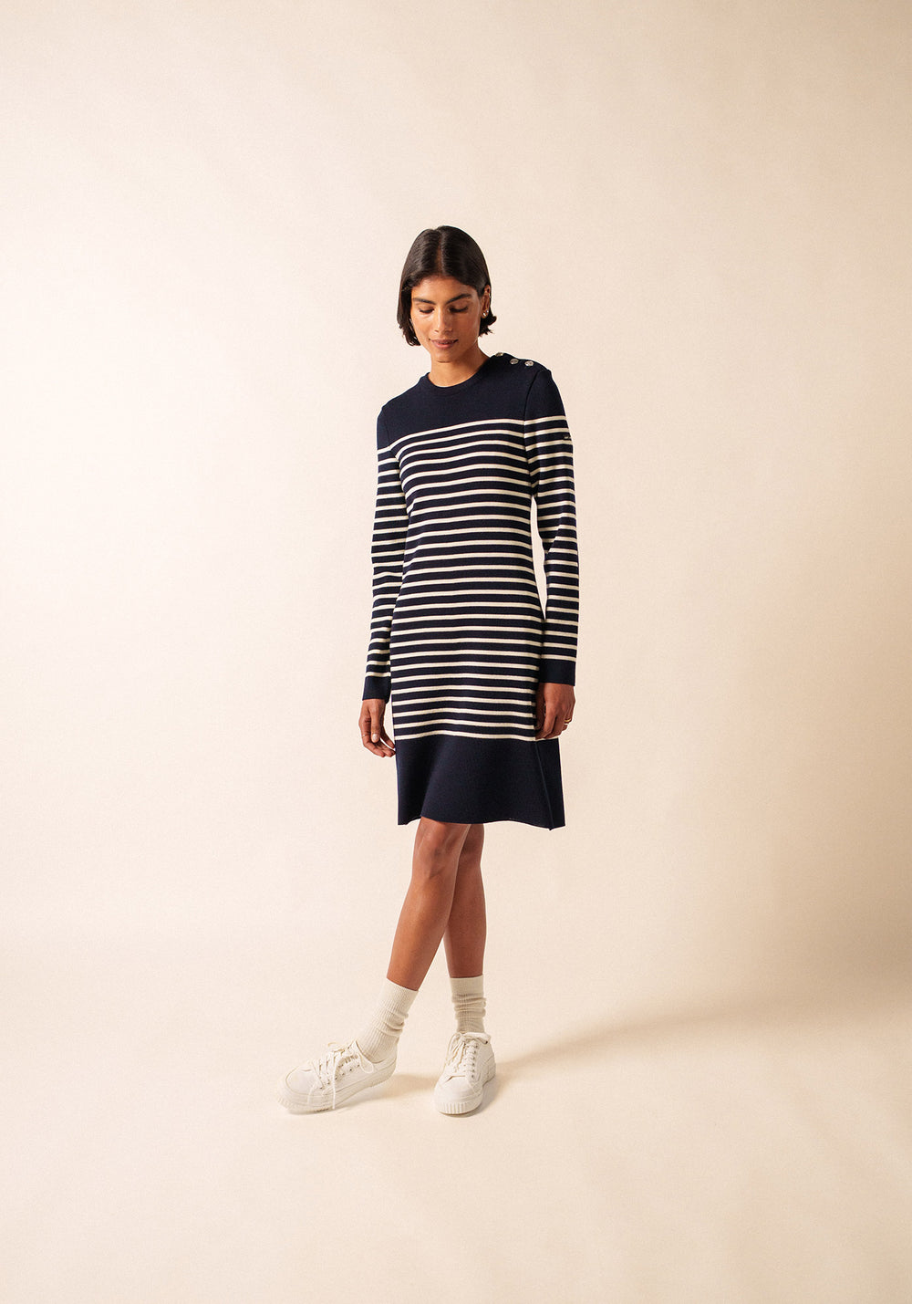 Robe pull rayée Grande Marée - en laine (NAVY/ECUME)