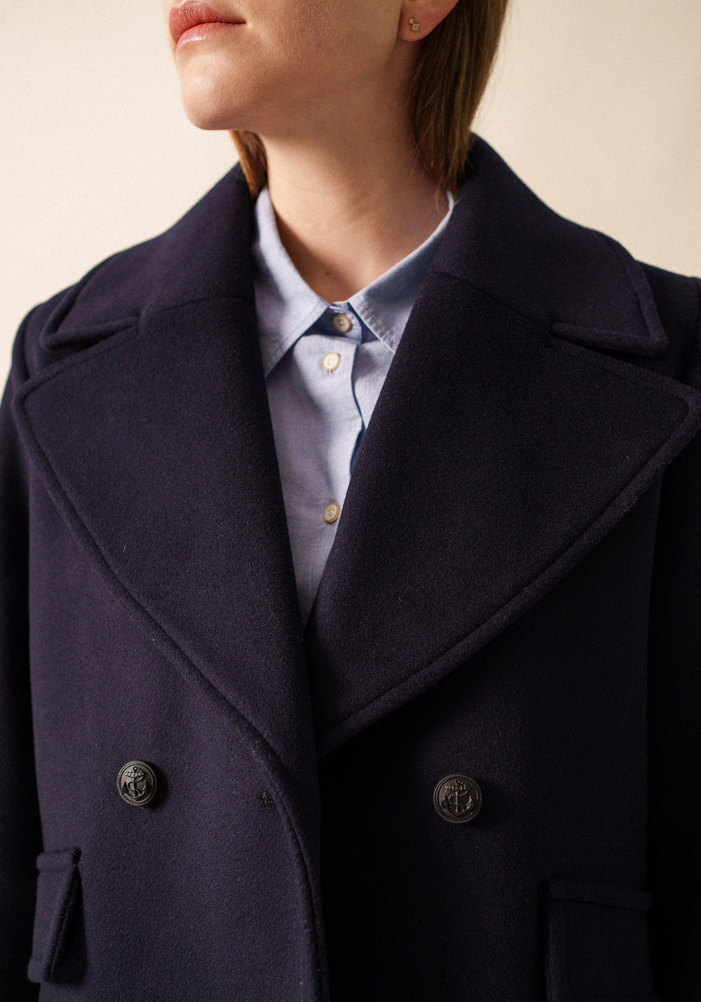 Caban Ste Romy - en drap de laine (NAVY)