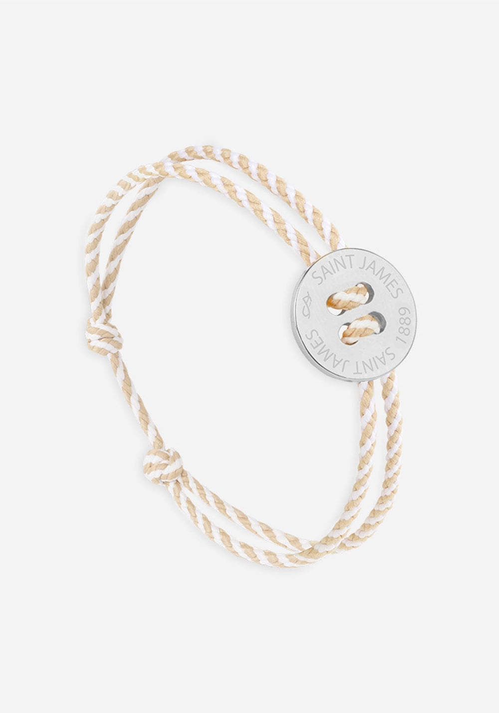 Bracelet Bouton x Le Vent à la Française (ARGENT/RAYE BLANC/BEIGE)