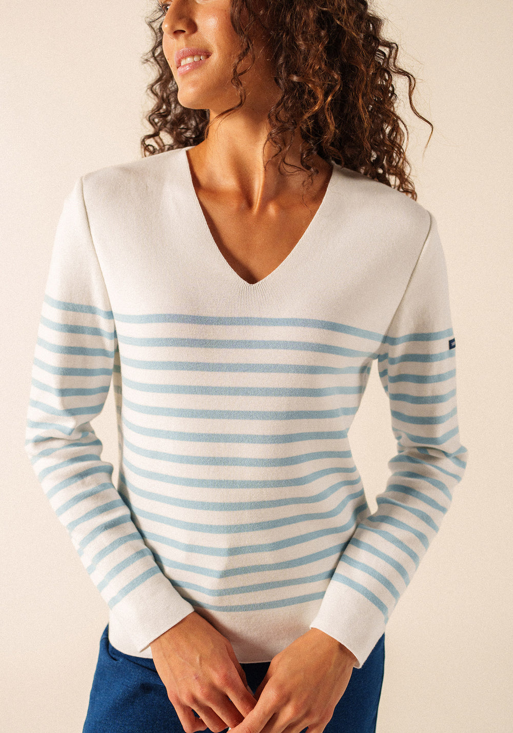 Pull Bréhat coton (BLANC/NUANCE)