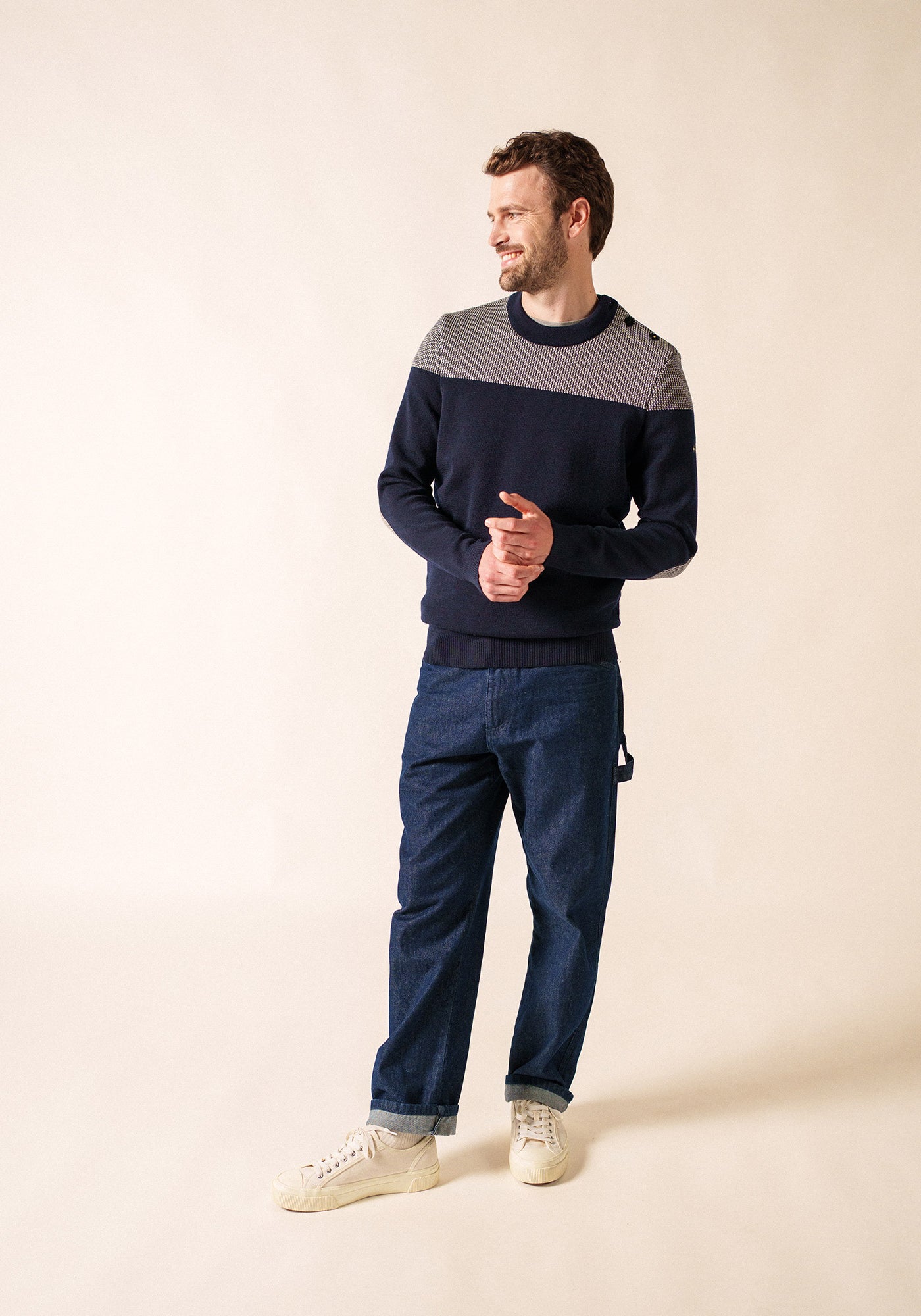 Pull marin Dinan bicolore (MARINE/ECRU)