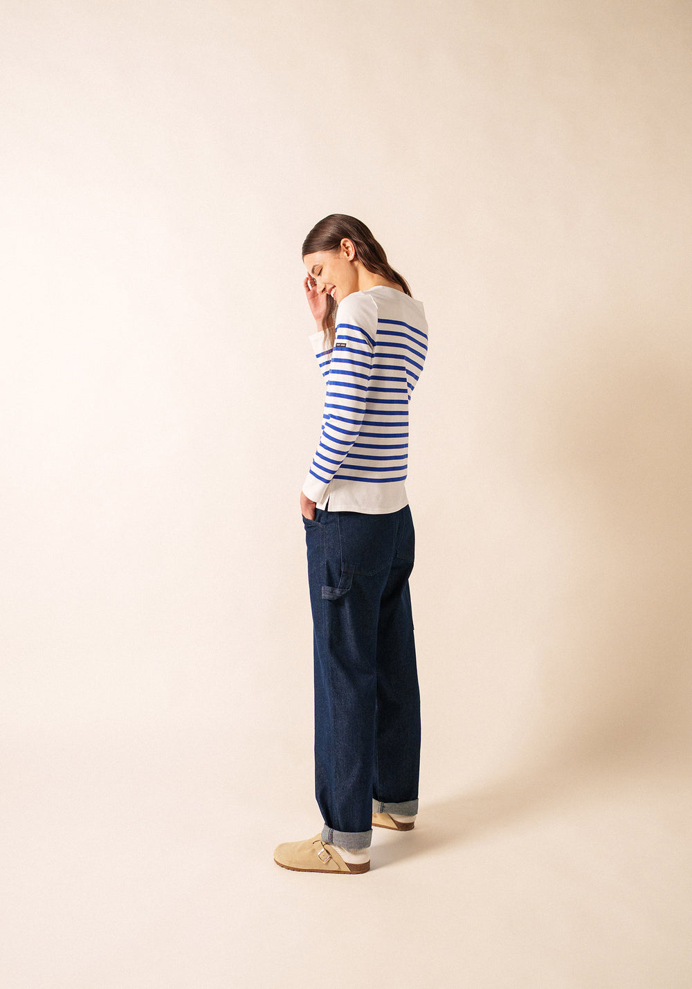 Marinière authentique Naval - coupe ajustée, en coton peigné (NEIGE/GITANE)