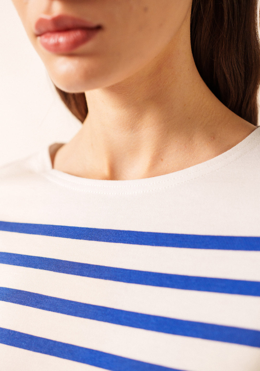 Marinière authentique Naval - coupe ajustée, en coton peigné (NEIGE/GITANE)