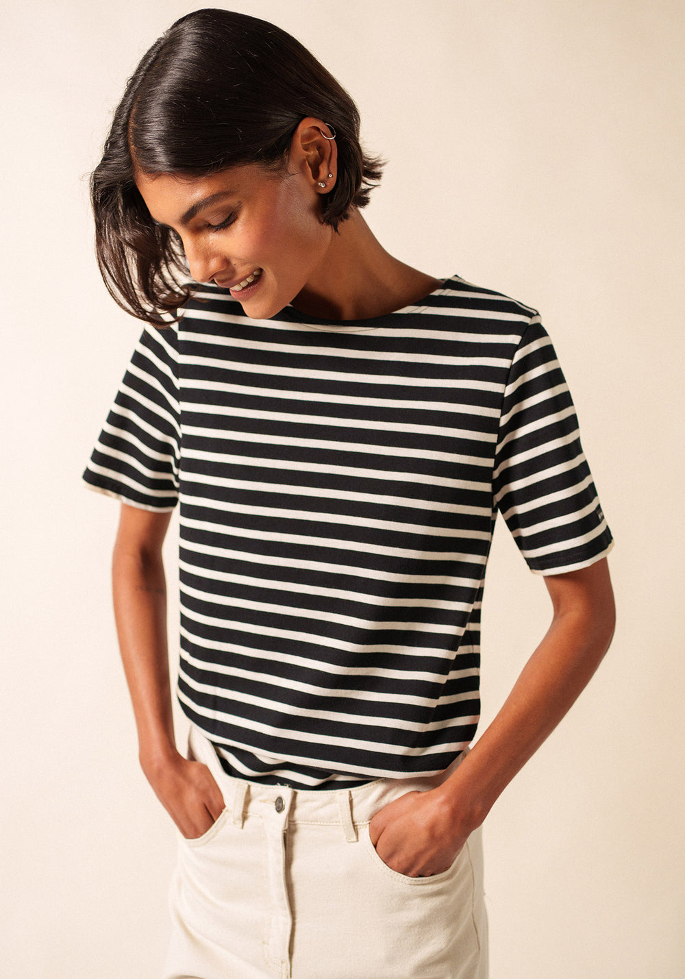 Marinière Levant - manches courtes (NOIR/ECRU)