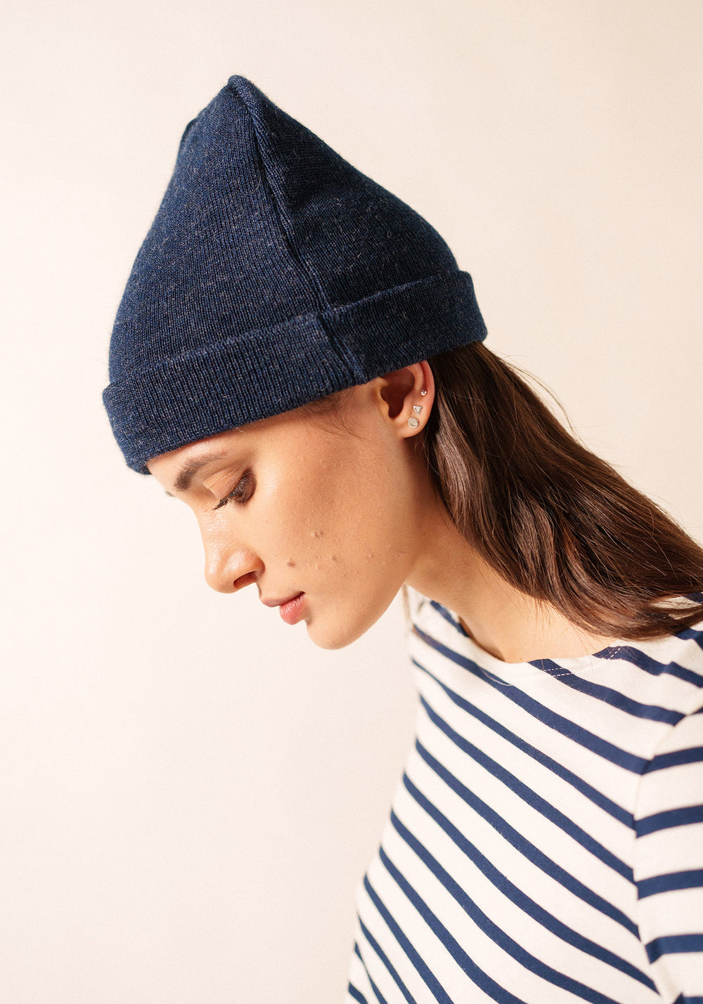 Bonnet de quart uni - en laine (BLEU CHINE)