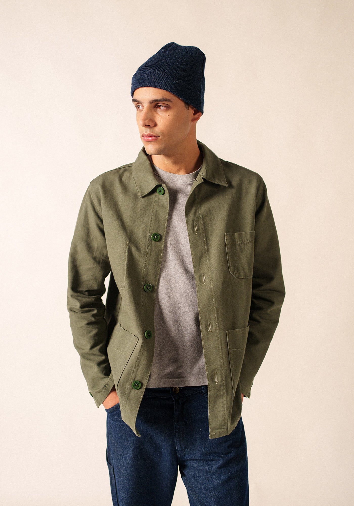 Bonnet de quart uni - en laine (BLEU CHINE)