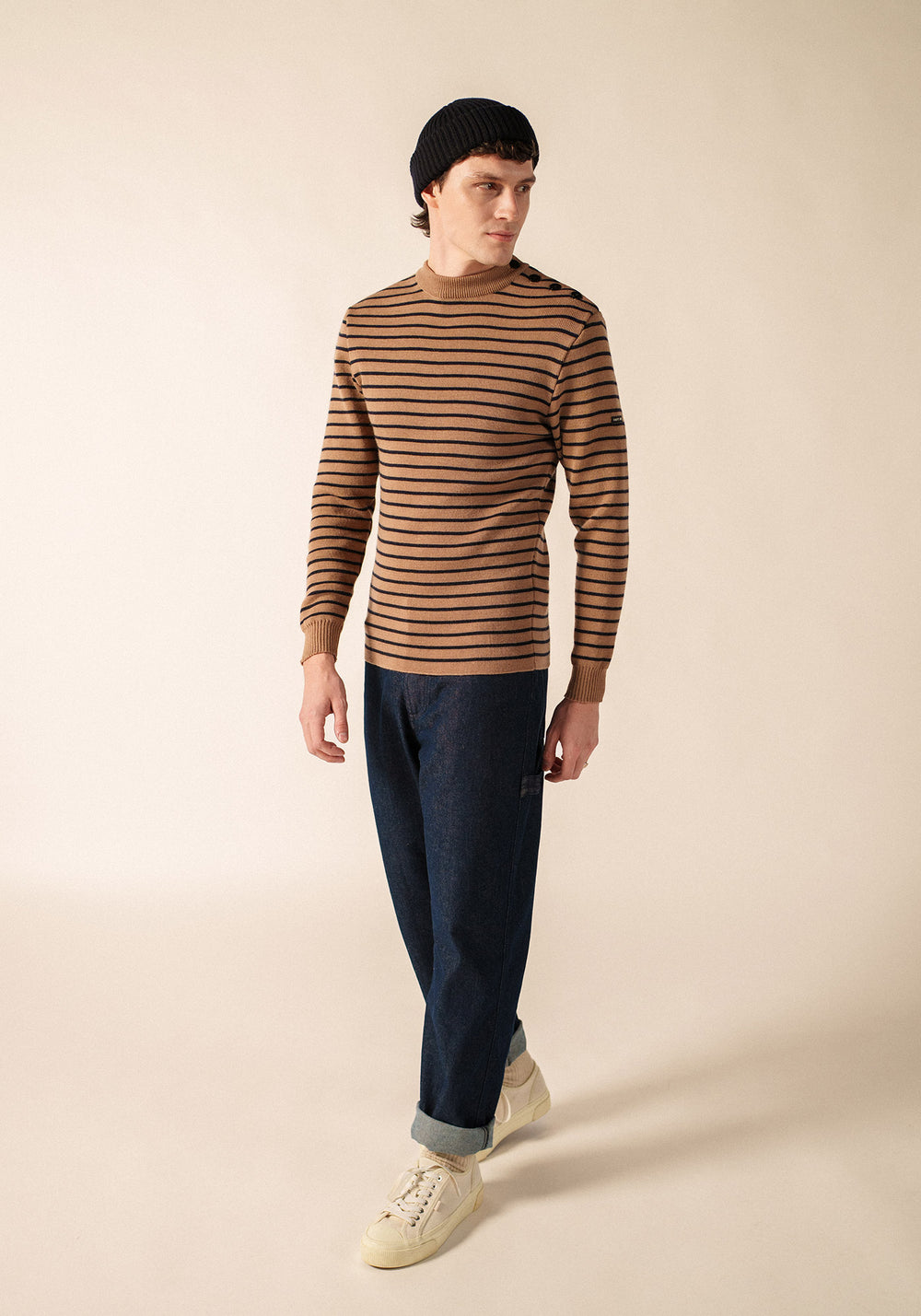 Pull marin Matelot (BEIGE FONCE/MARINE)