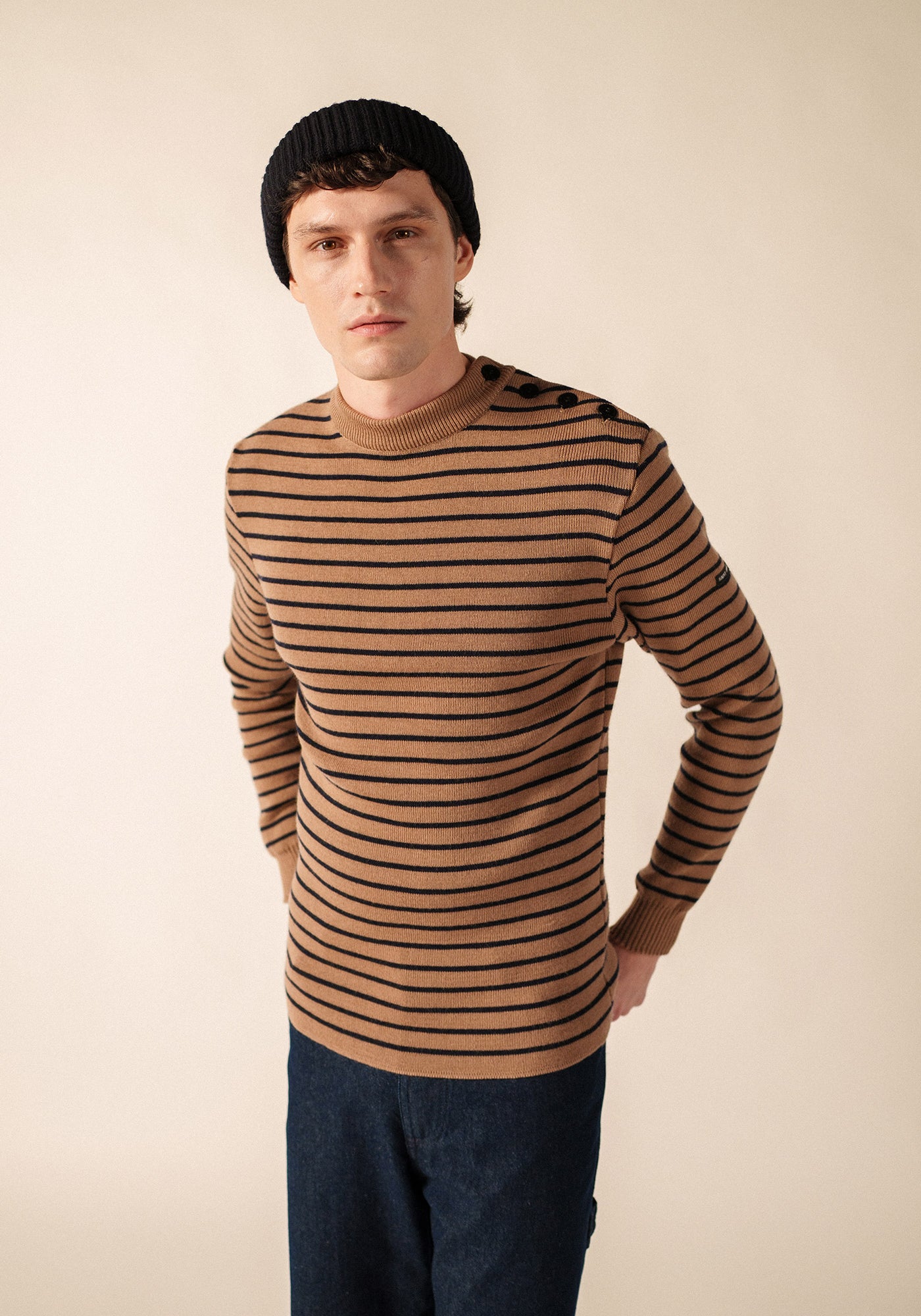Pull marin Matelot (BEIGE FONCE/MARINE)
