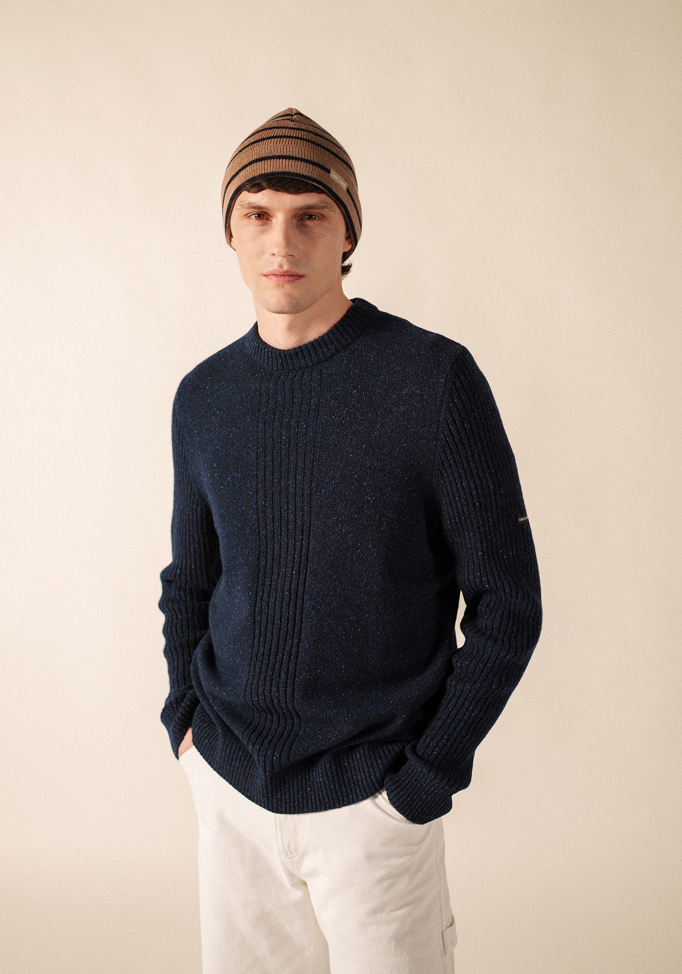 Bonnet de quart (BEIGE FONCE/MARINE)