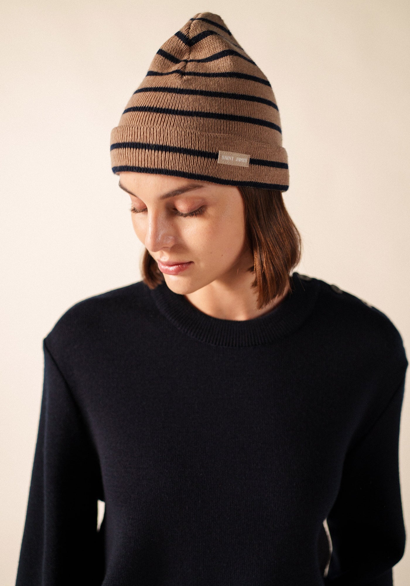 Bonnet de quart (BEIGE FONCE/MARINE)