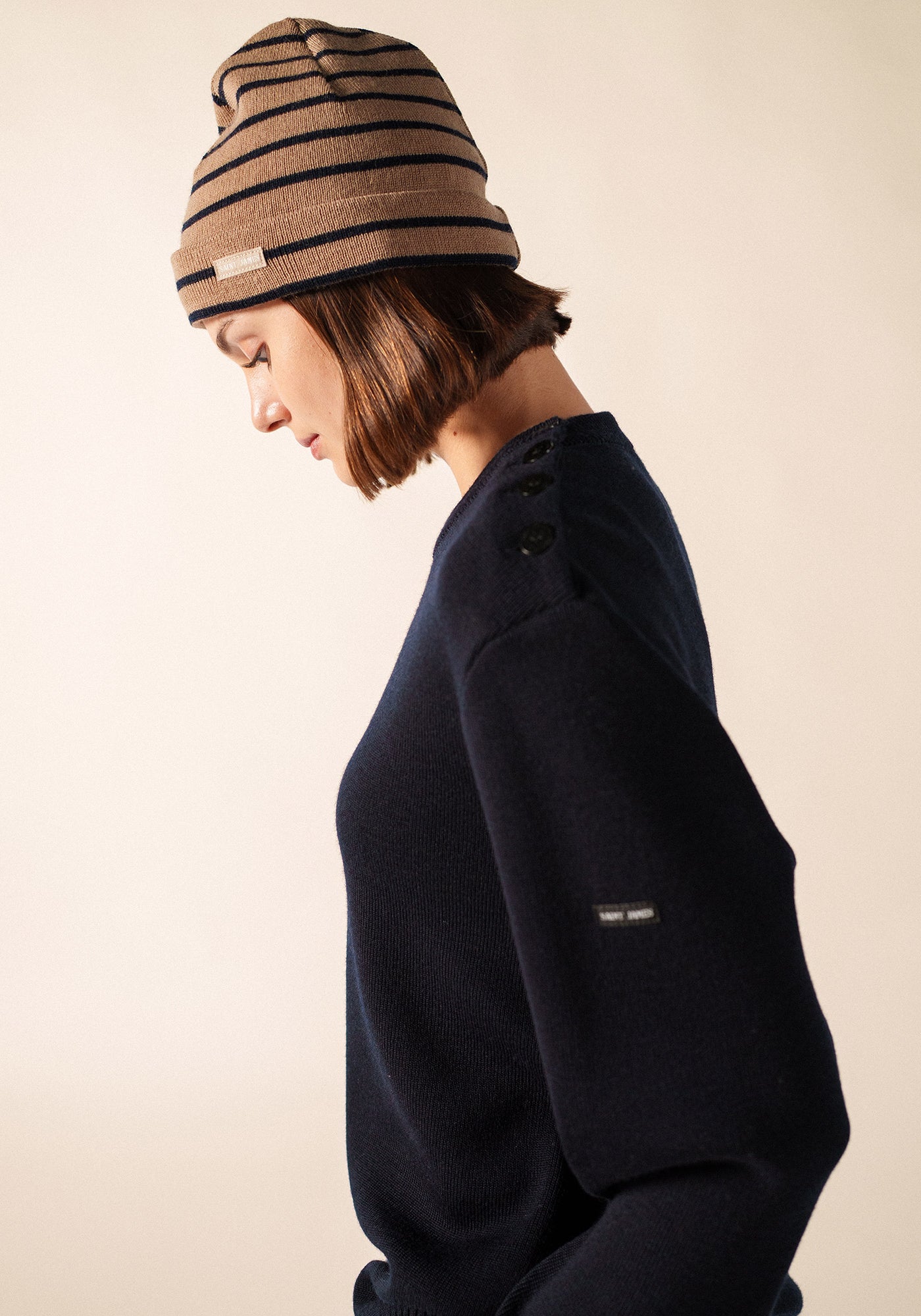 Bonnet de quart (BEIGE FONCE/MARINE)
