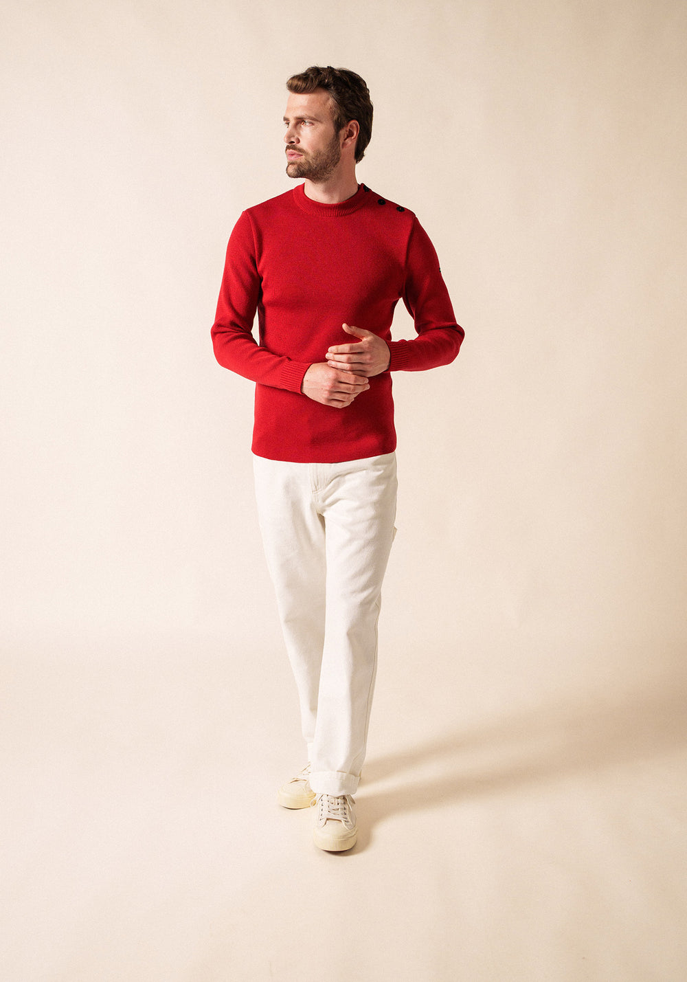 Pull marin uni Rochefort - en laine mérinos (MEDOC)