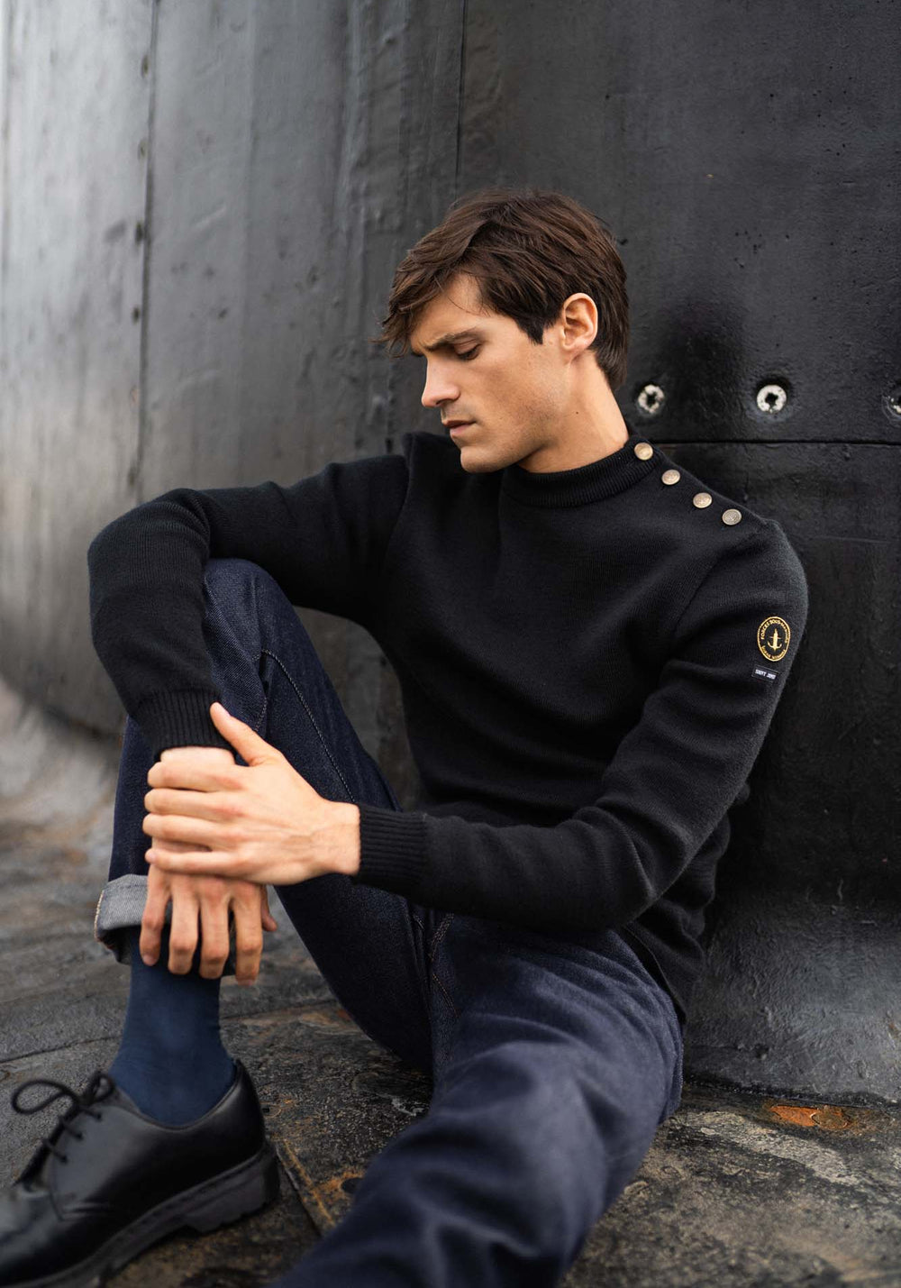 Pull marin Compas x Marine nationale (NOIR)