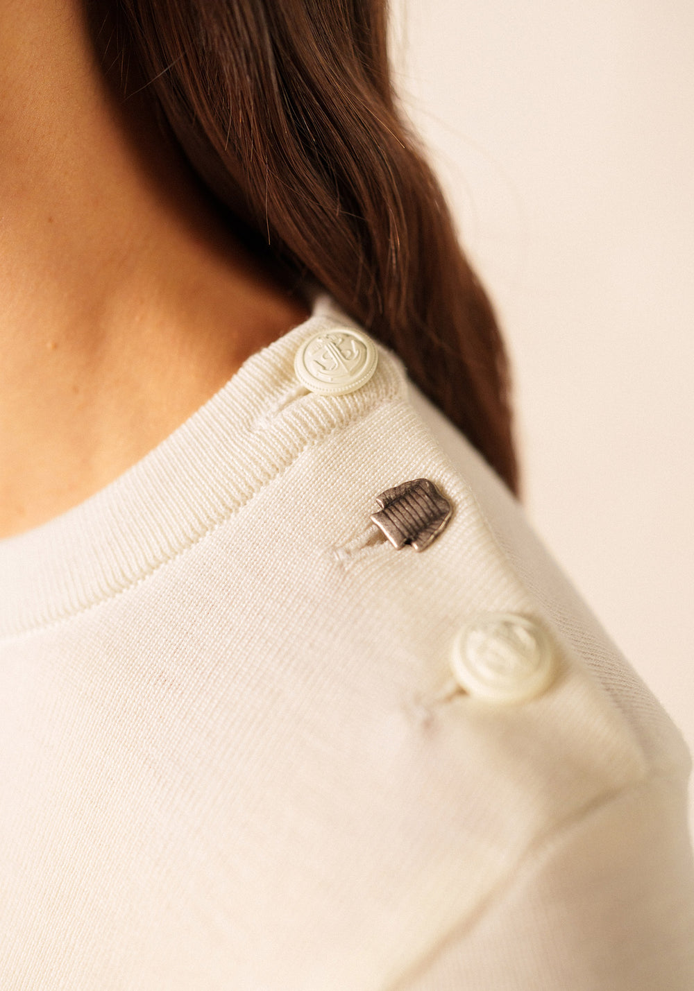 Pull marin rayé Brégançon - à coudières contrastées (BLANC/NAVY/NAVY)