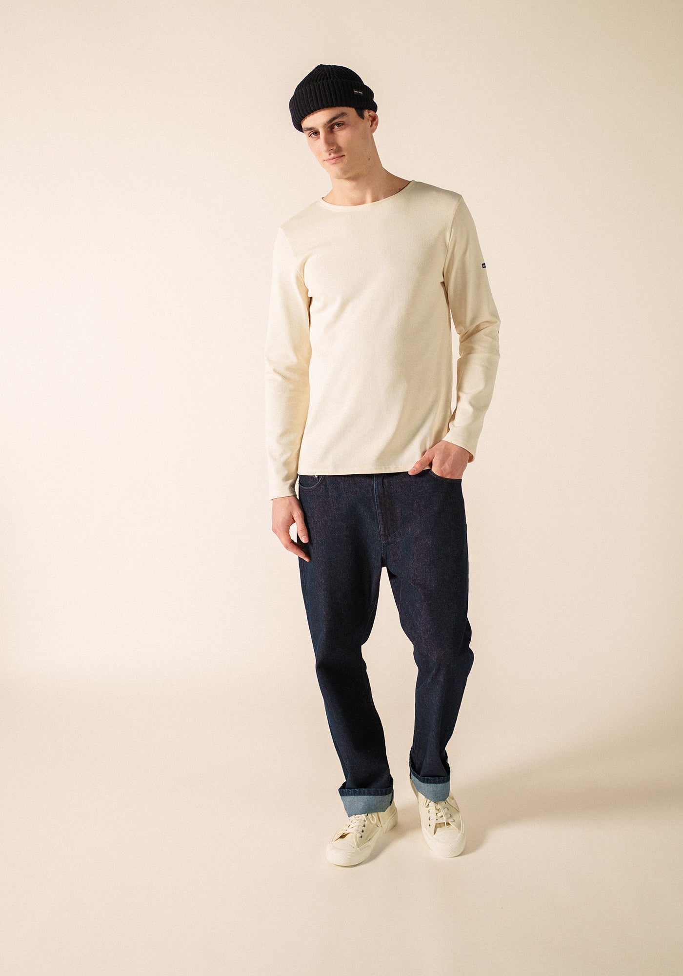 Marinière Méridien coudières (ECRU/NAVY/ECRU)