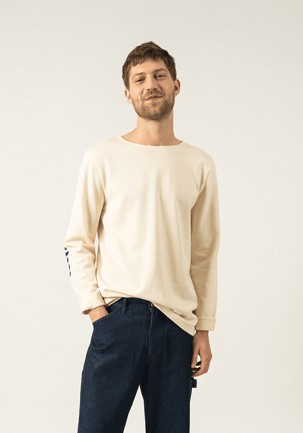 Marinière Méridien coudières (ECRU/NAVY/ECRU)