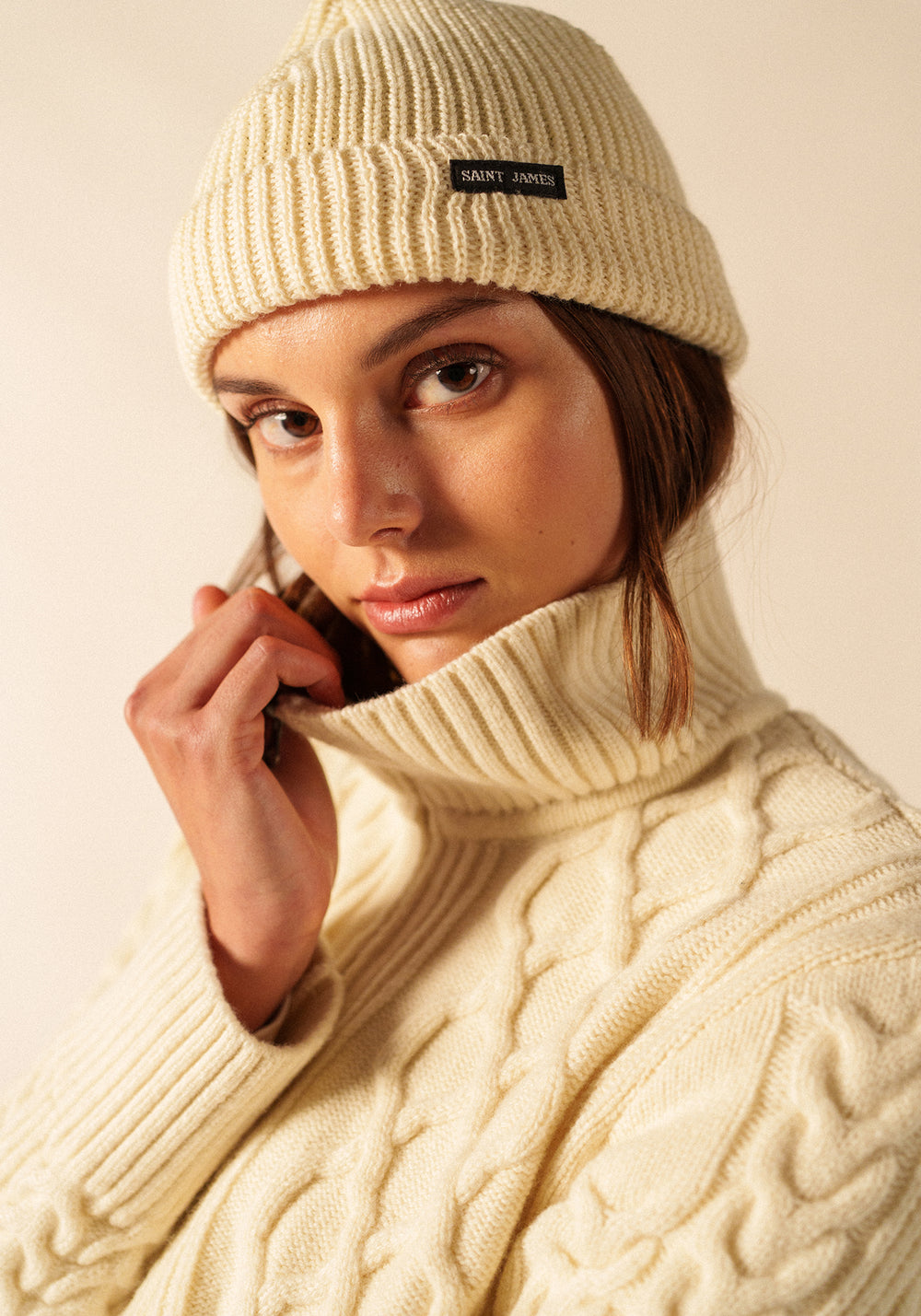 Bonnet uni Perlé - en laine (ECRU)