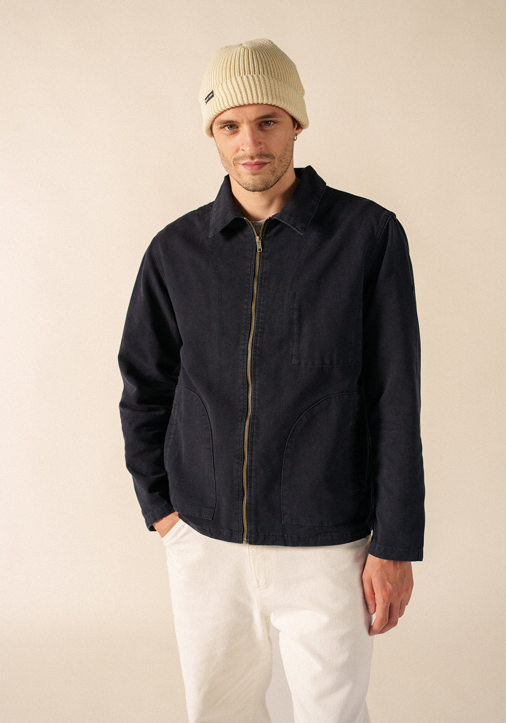 Bonnet uni Perlé - en laine (ECRU)