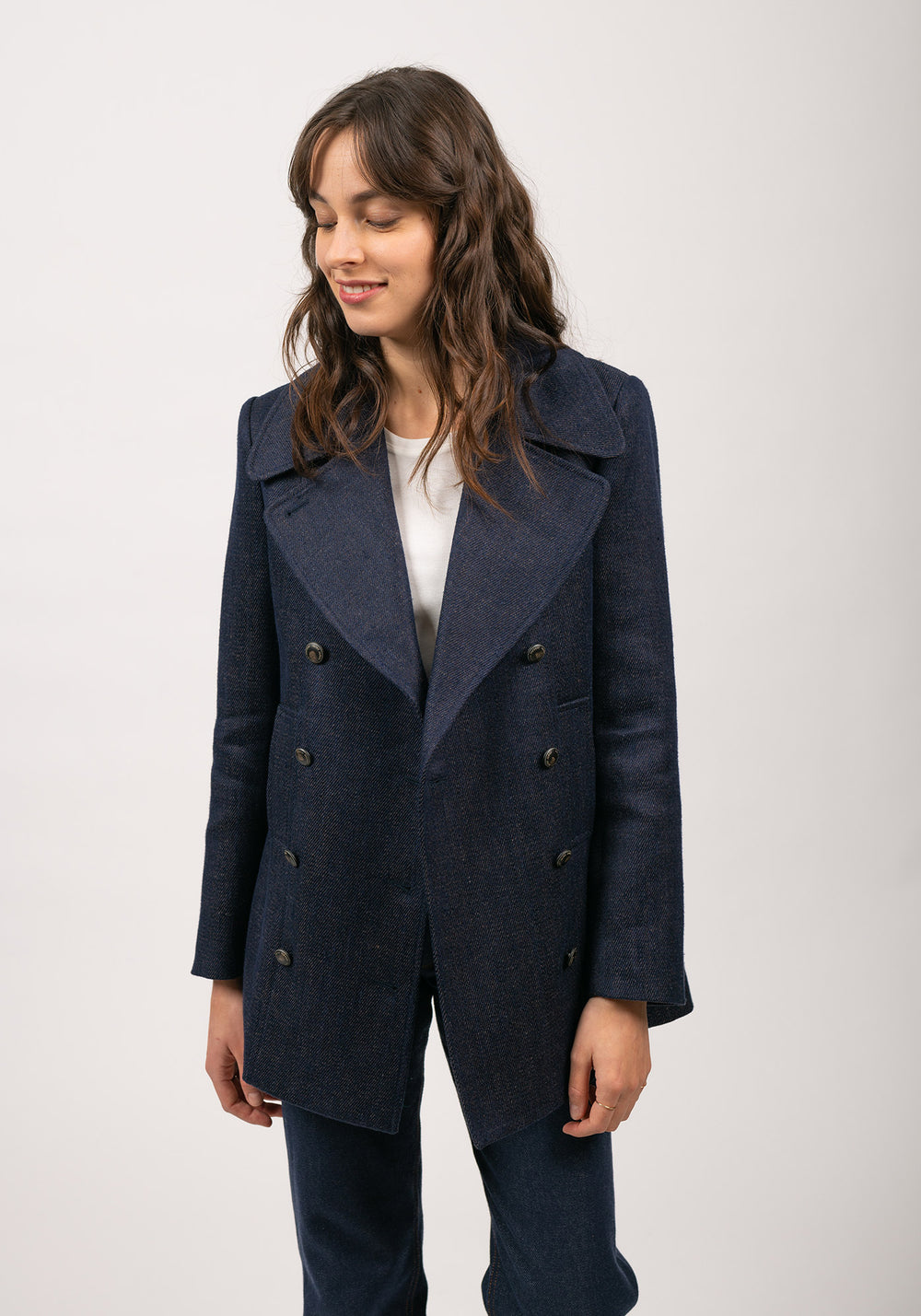 Caban Héritage femme en laine Mérinos - SAINT JAMES x Atelier Tuffery (INDIGO/CHANVRE)