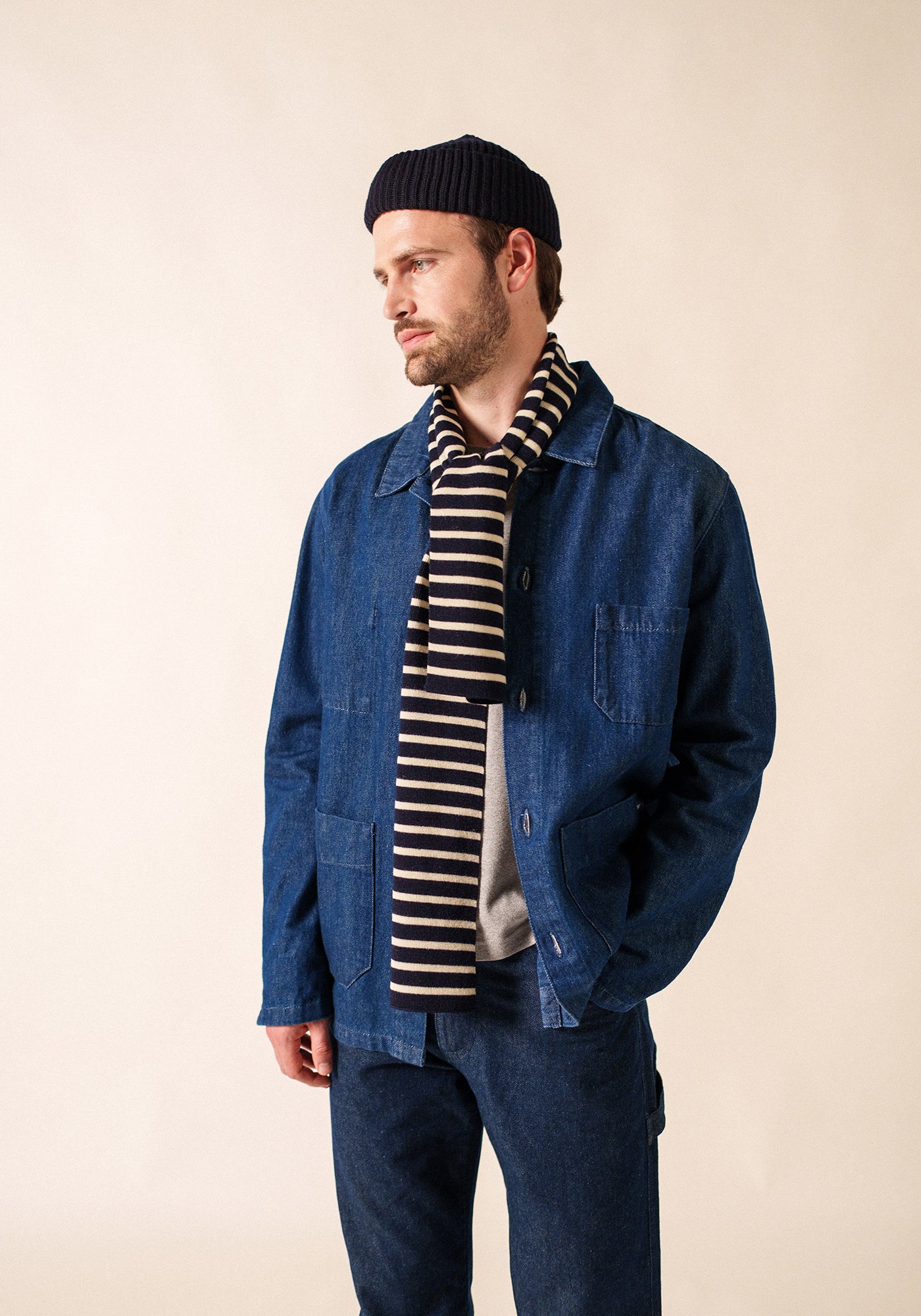 Echarpe rayée Scarf - en laine (MARINE/ECRU)