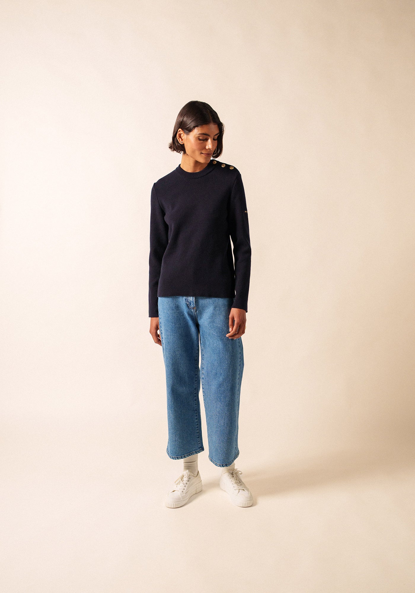 Pull marin uni Brégançon - en cachemire (NAVY)