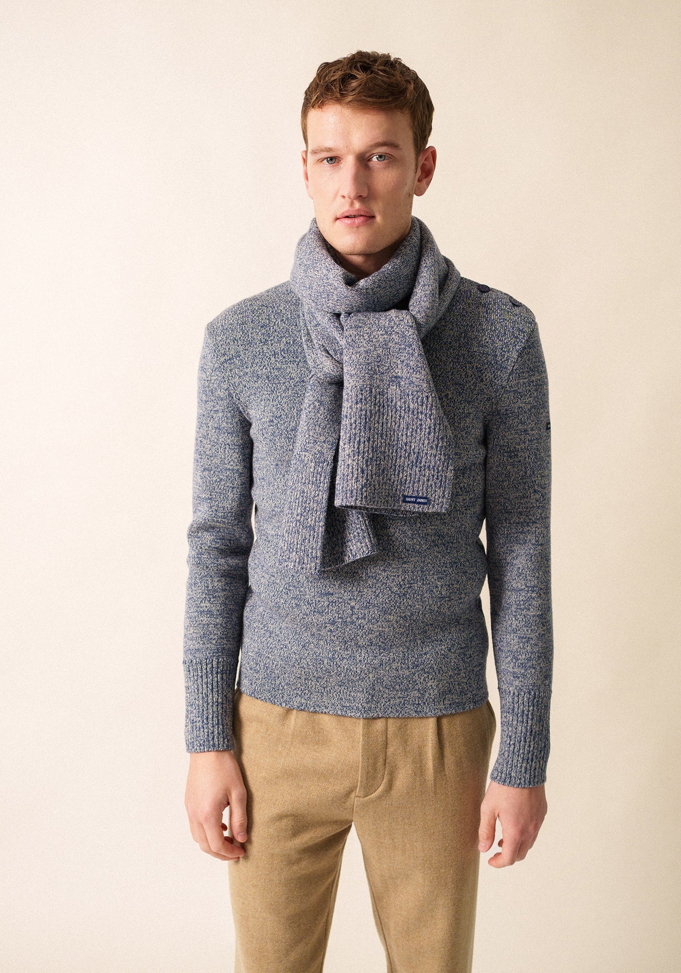 Echarpe en laine moulinée Bréauté - SAINT JAMES 48N1W (JEAN/ECRU)