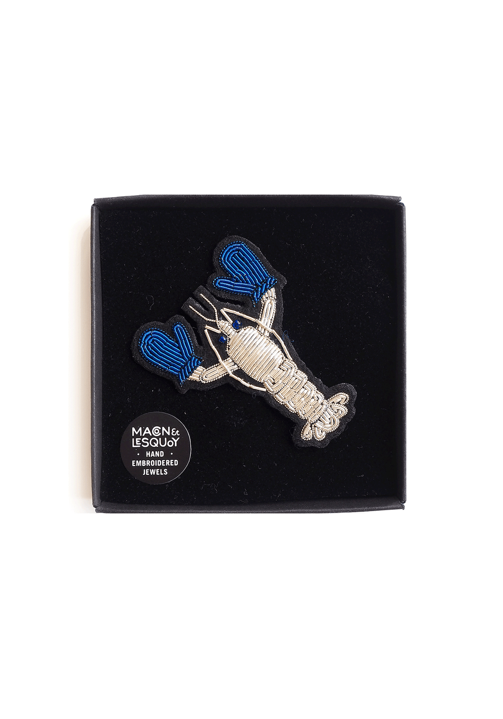 Broche brodée Homard avec gants - SAINT JAMES x Macon & Lesquoy (BLANC/BLEU)