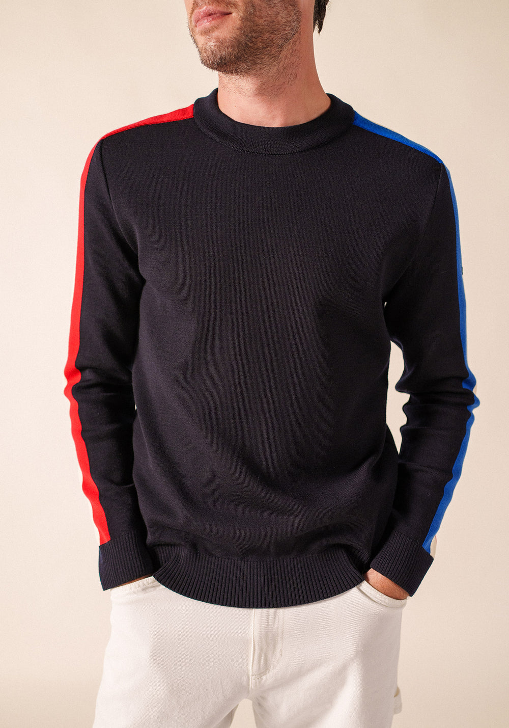Pull raglan x l'Elysée (NAVY/GITANE/ECUME/TULIPE)