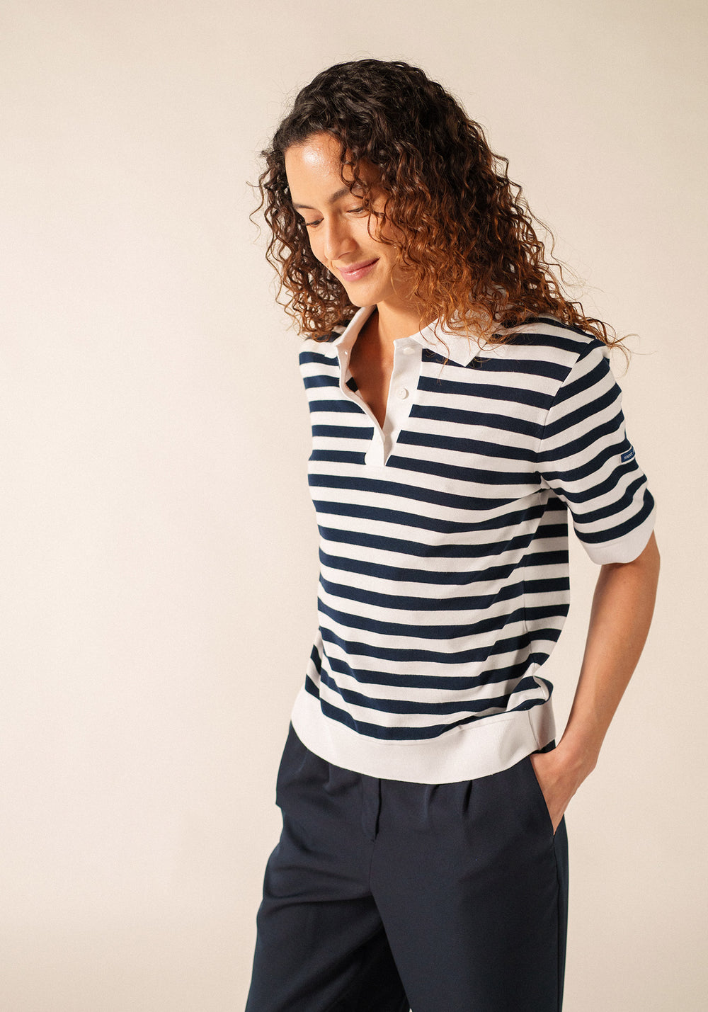 Polo Carola (BLANC/MARINE)