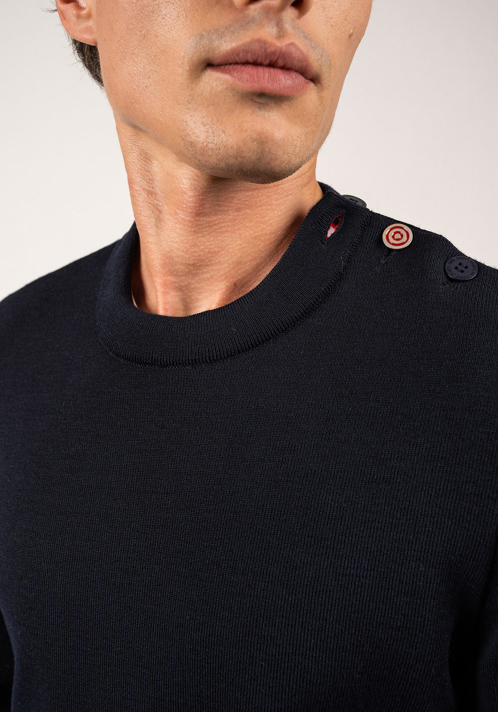 Pull marin confort à coudières - SAINT JAMES x Comédie Française (NAVY/MULTICO)