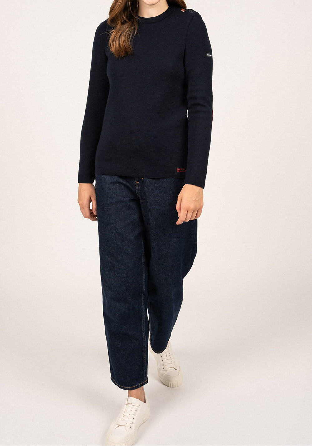 Pull marin Brégançon à coudières - SAINT JAMES x Comédie Française (NAVY)