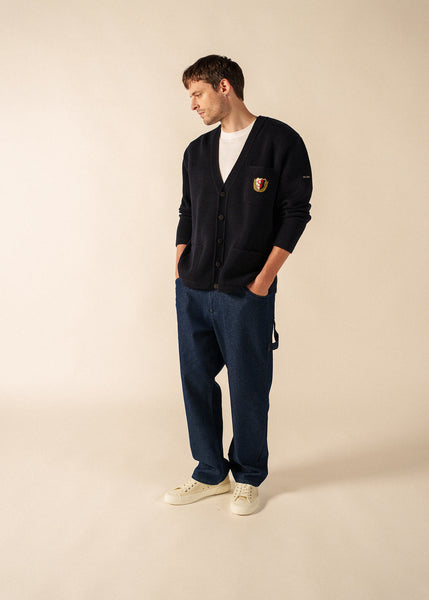 Cardigan en laine Yachting Réédit à blason brodé poitrine SAINT
