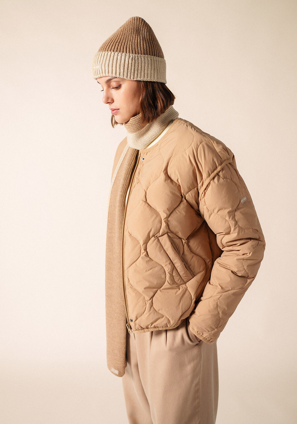 Bonnet Canot bicolore (BEIGE FONCE/BEIGE)
