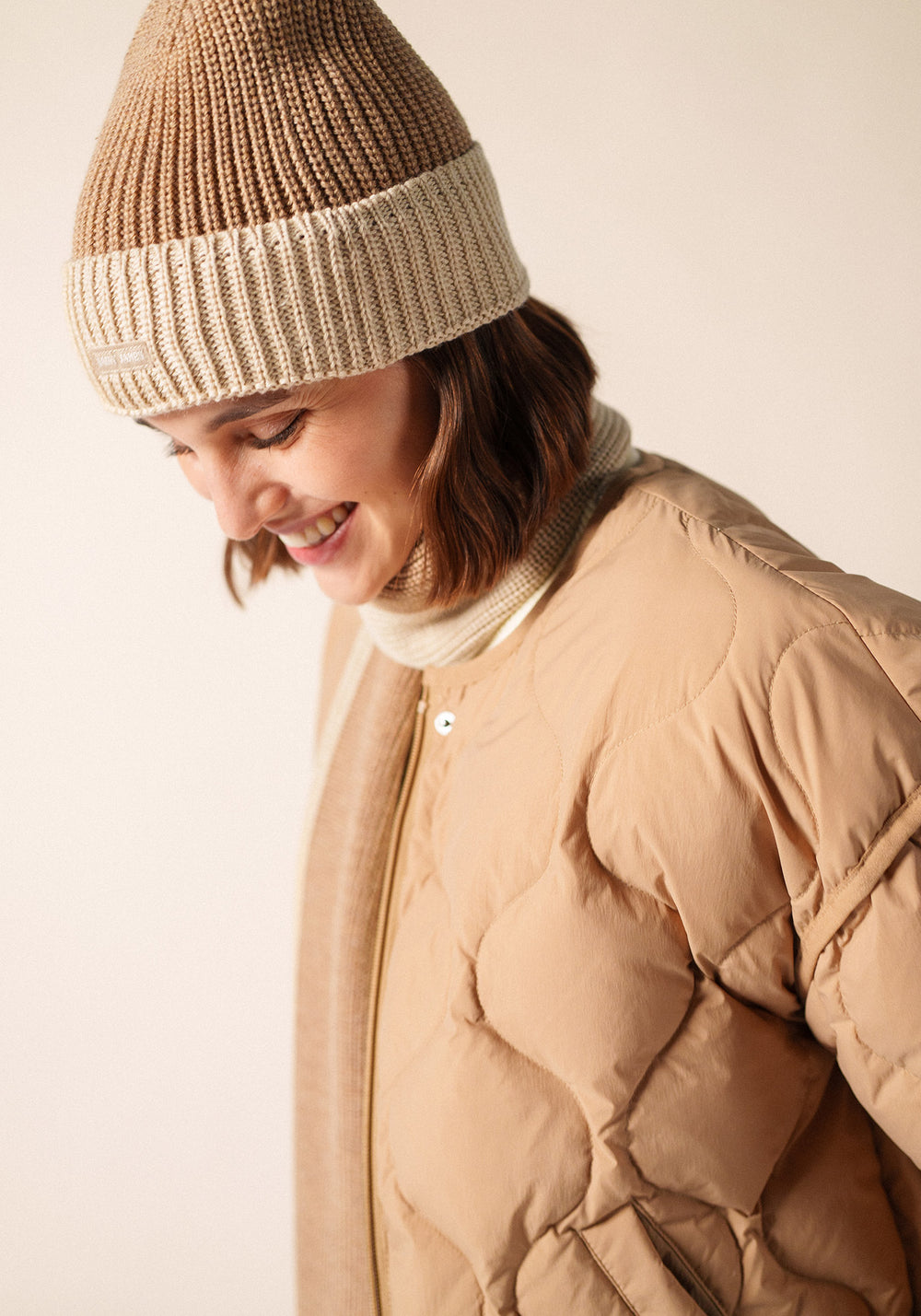 Bonnet Canot bicolore (BEIGE FONCE/BEIGE)