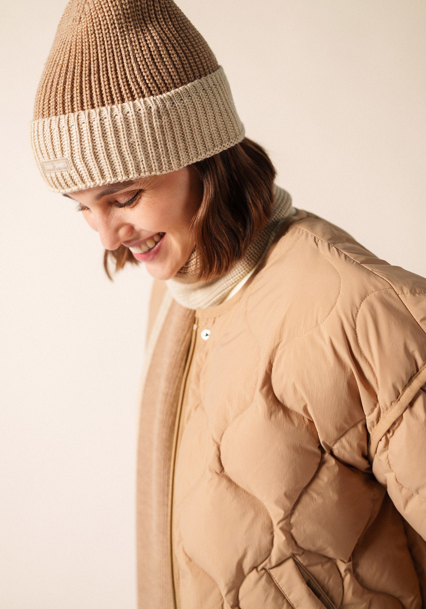 Bonnet Canot bicolore (BEIGE FONCE/BEIGE)