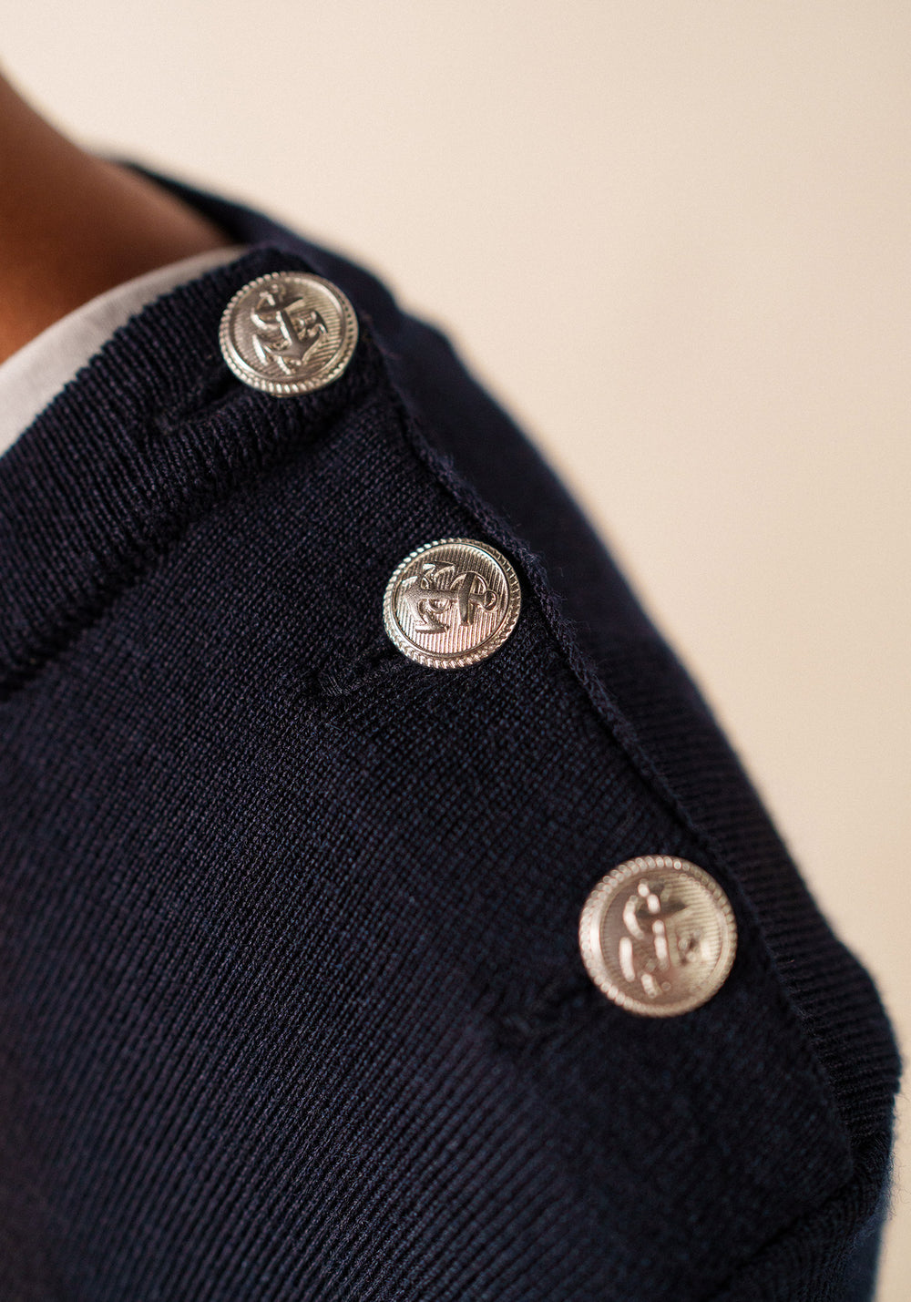 Robe pull longue Marée - rayée, en laine (NAVY/ECUME)